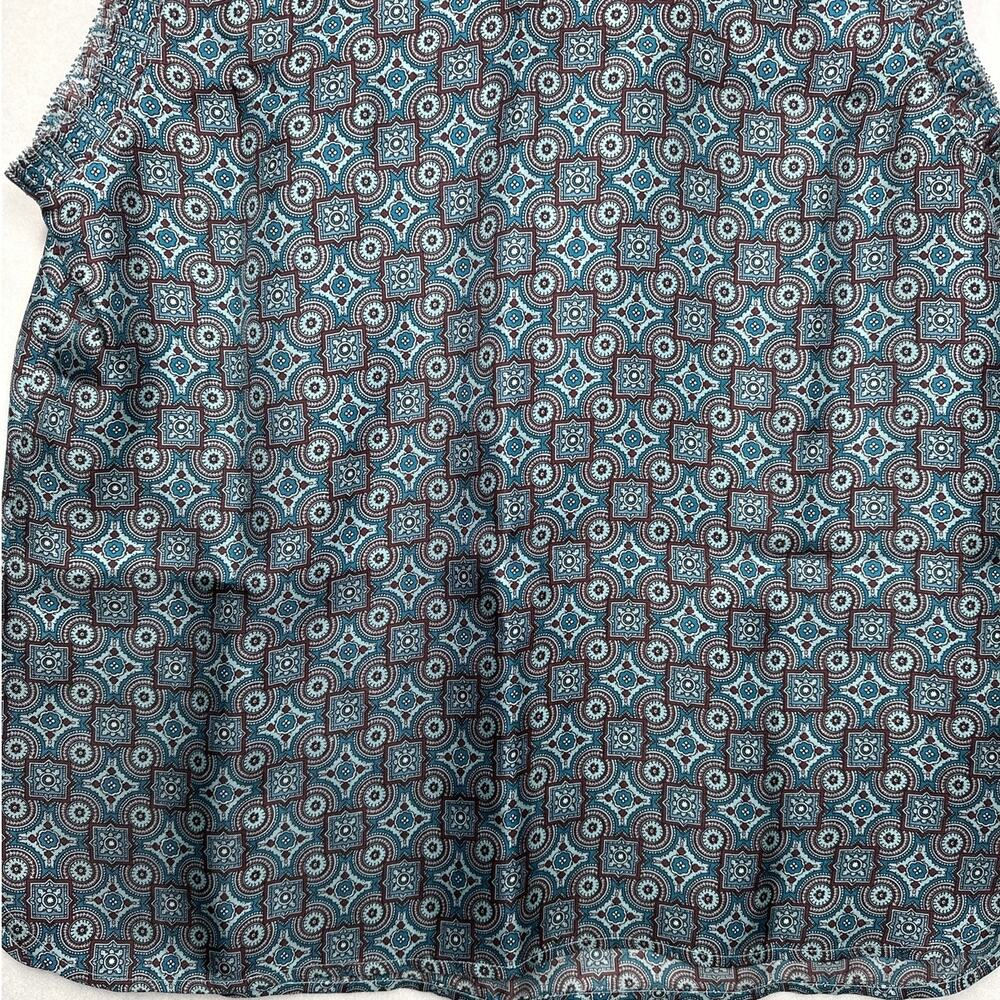 J. Crew Silk Tank Top Blouse Margo Medallion Ruffle V-NeckTeal Brown 8 Workwear - Picture 7 of 10